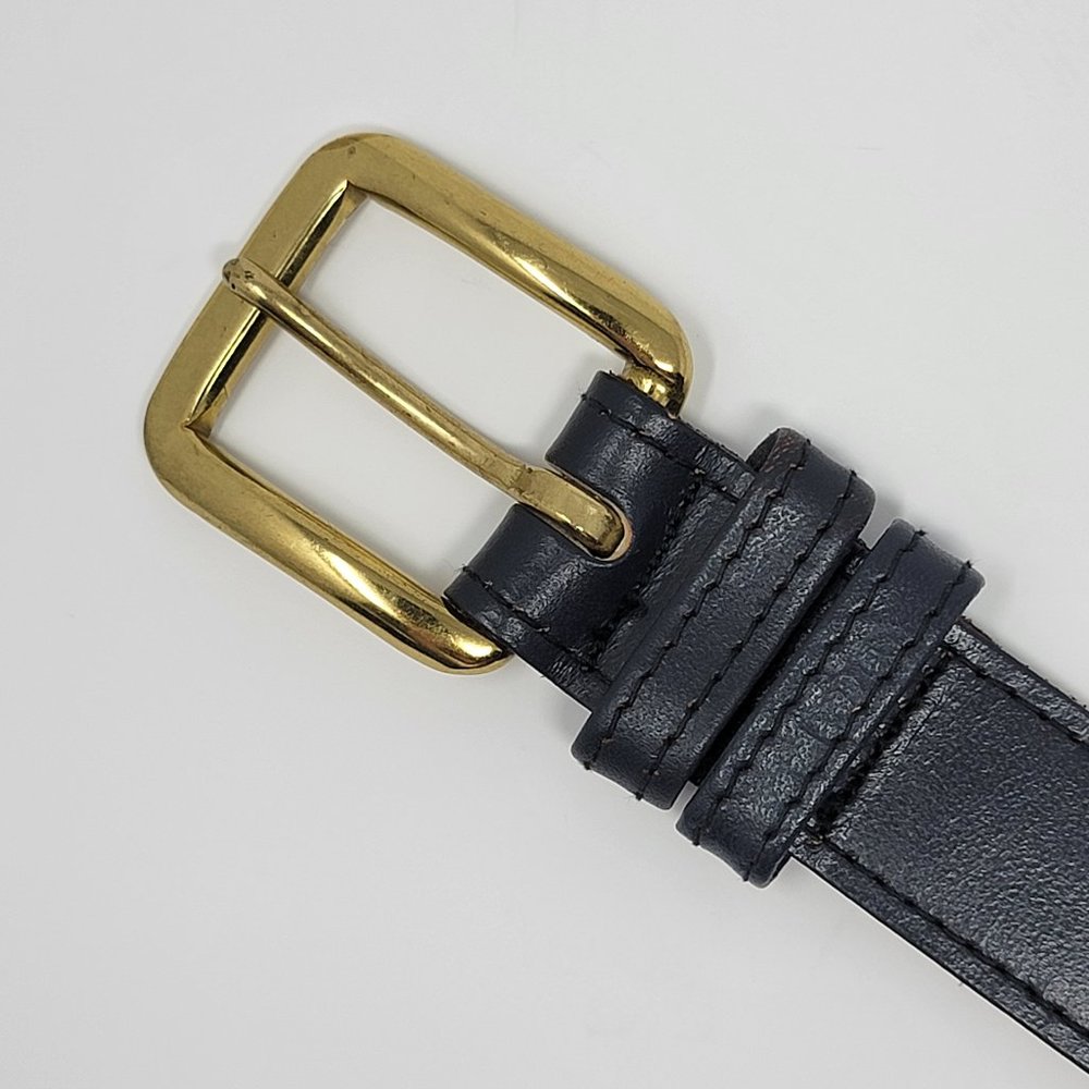 Vintage Lacoste Alligator Navy Blue and Pink Stripe Elastic Leather Belt - Picture 8 of 12